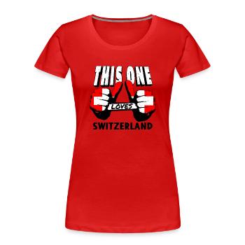 Schweiz Flagge Vintage Kreuz Used Look Schweizer - Frauen Premium Bio T-Shirt - Rot - Vorne - Mia (176cm)