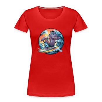 hippopotame surfant hippopotame drôle cool élégant - T-shirt bio Premium Femme - rouge - Devant - Mia (176cm)