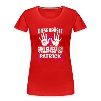 PATRICK - Brüste - Frauen Premium Bio T-Shirt - Rot - Vorne - Mia (176cm)