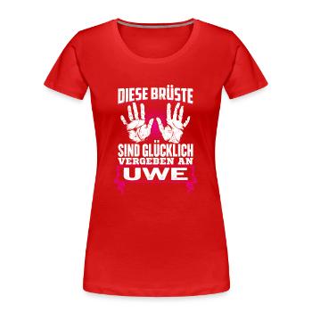 UWE - Brüste - Frauen Premium Bio T-Shirt - Rot - Vorne - Mia (176cm)