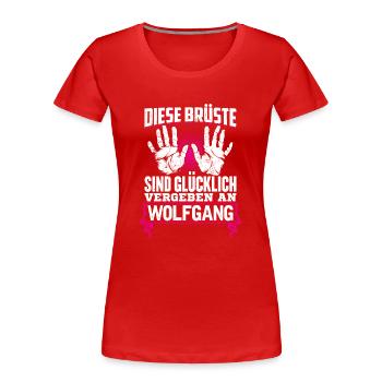 WOLFGANG - Brüste - Frauen Premium Bio T-Shirt - Rot - Vorne - Mia (176cm)