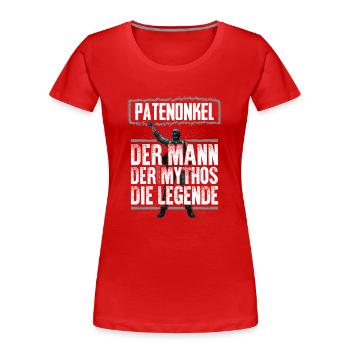 PATENONKEL - Mythos - Frauen Premium Bio T-Shirt - Rot - Vorne - Mia (176cm)