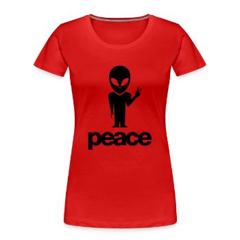 alien_peace_symbol_f1 - T-shirt bio Premium Femme - rouge - Devant - Mia (176cm)