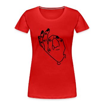 Reingeguckt - Frauen Premium Bio T-Shirt - Rot - Vorne - Mia (176cm)