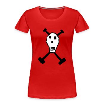 Pirat - Frauen Premium Bio T-Shirt - Rot - Vorne - Mia (176cm)