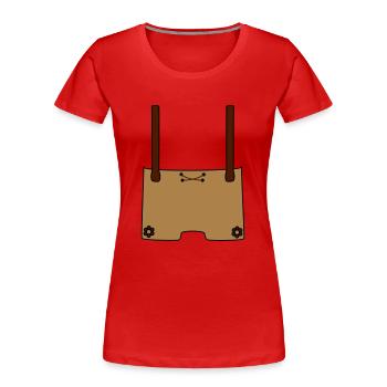 Meine erste Lederhose (hinten) - Frauen Premium Bio T-Shirt - Rot - Vorne - Mia (176cm)