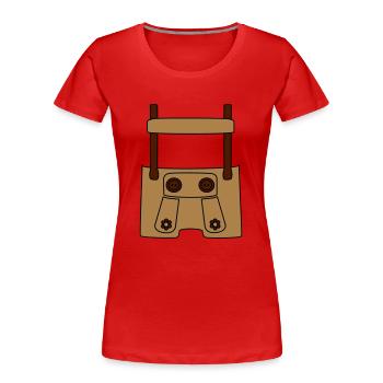 Meine erste Lederhose (vorne) - Frauen Premium Bio T-Shirt - Rot - Vorne - Mia (176cm)