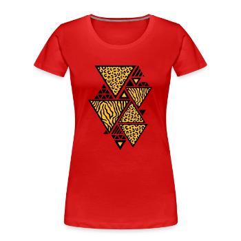 Triangle pattern (Tiger / Leopard) - Women's Premium Organic T-Shirt - red - Front - Mia (176cm)