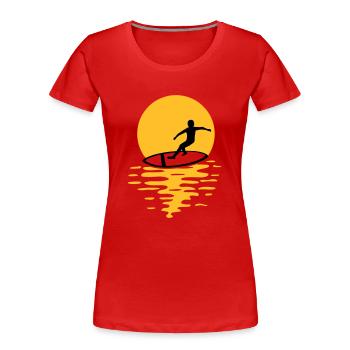 Sonne Abend Surfer - Frauen Premium Bio T-Shirt - Rot - Vorne - Mia (176cm)