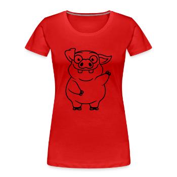 Comic winkendes lustiges Schwein - Frauen Premium Bio T-Shirt - Rot - Vorne - Mia (176cm)