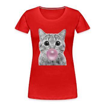 Bubble Katze - Frauen Premium Bio T-Shirt - Rot - Vorne - Mia (176cm)