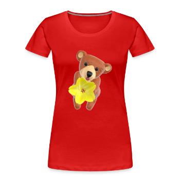 Teddy bear with flower and kissing mouth 3D - Women's Premium Organic T-Shirt - red - Front - Mia (176cm)
