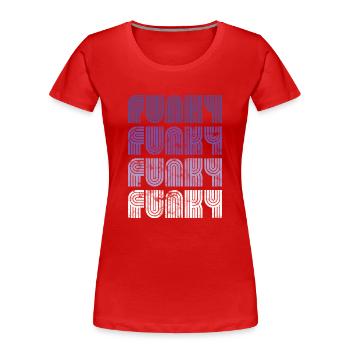 Funky Vintage - Women's Premium Organic T-Shirt - red - Front - Mia (176cm)