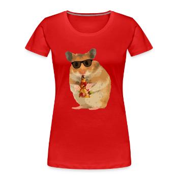 Hamster Pizza Lunettes de soleil - T-shirt bio Premium Femme - rouge - Devant - Mia (176cm)