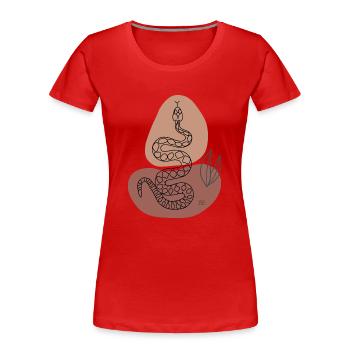 "Snake", boho line art design, series "Desert" - Women's Premium Organic T-Shirt - red - Front - Mia (176cm)