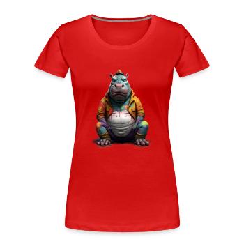 Hippopotame de style de rue | Amateurs d’hippopotames - T-shirt bio Premium Femme - rouge - Devant - Mia (176cm)