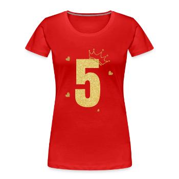 5th anniversary golden crown - Women's Premium Organic T-Shirt - red - Front - Mia (176cm)