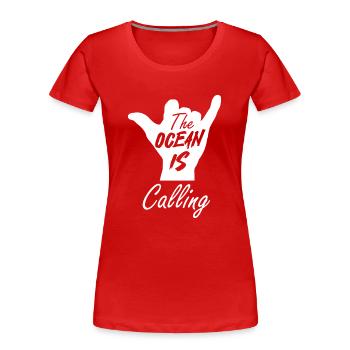 Planche de surf Surfer Sports nautiques - T-shirt bio Premium Femme - rouge - Devant - Mia (176cm)