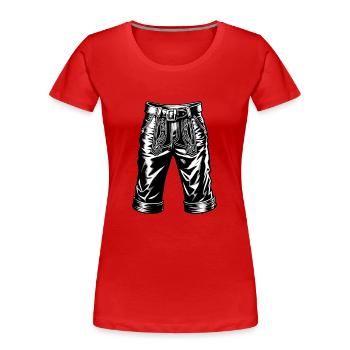 Lederhose Dirndl Charivari Gamshut Trachtenhut - Frauen Premium Bio T-Shirt - Rot - Vorne - Mia (176cm)