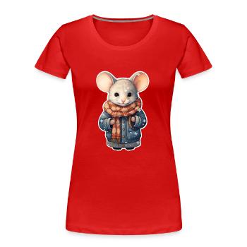 Süße Wintermaus - Frauen Premium Bio T-Shirt - Rot - Vorne - Mia (176cm)