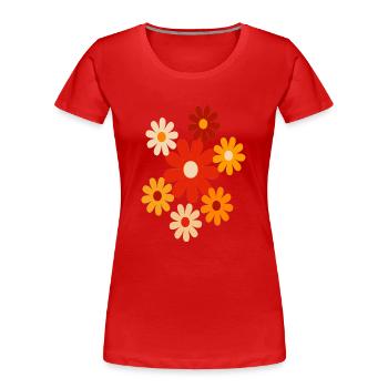 Bunte Blumen - Frauen Premium Bio T-Shirt - Rot - Vorne - Mia (176cm)