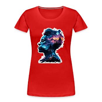 Silhouette / Forest / Portrait / Trees / Person - Women's Premium Organic T-Shirt - red - Front - Mia (176cm)