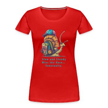 Lent et régulier - T-shirt bio Premium Femme - rouge - Devant - Mia (176cm)
