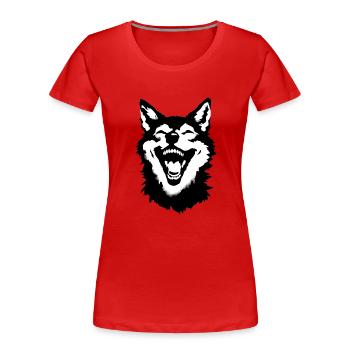 Laughing Wolf image - Laughing Wolf streetart - Women's Premium Organic T-Shirt - red - Front - Mia (176cm)