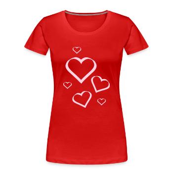 coeur rose coeur rose coeur rouge motif coeur rose - T-shirt bio Premium Femme - rouge - Devant - Mia (176cm)
