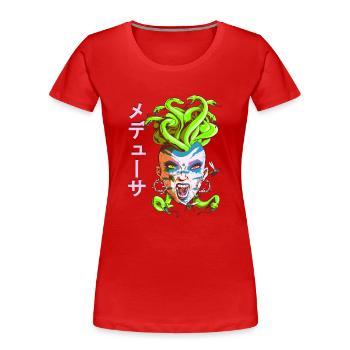 Médusa Punk - T-shirt bio Premium Femme - rouge - Devant - Mia (176cm)