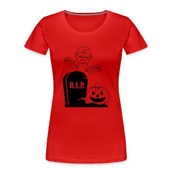 rip pumpkin zombie - Frauen Premium Bio T-Shirt - Rot - Vorne - Mia (176cm)