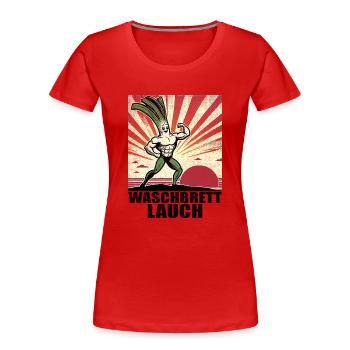 Washboard Garlic with Washboard Abs - Women's Premium Organic T-Shirt - red - Front - Mia (176cm)