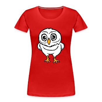 Eule Vogel Uhu Nachtvogel Schleiereule Kauz Comic - Frauen Premium Bio T-Shirt - Rot - Vorne - Mia (176cm)
