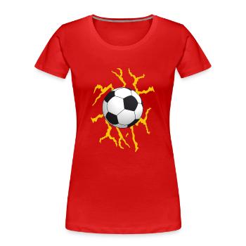 football - Frauen Premium Bio T-Shirt - Rot - Vorne - Mia (176cm)