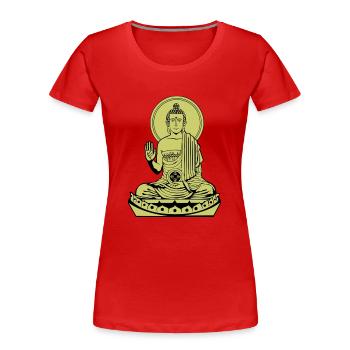 Sitting Buddha de - Frauen Premium Bio T-Shirt - Rot - Vorne - Mia (176cm)