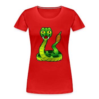 Klapperschlange in Grün. Geschenkidee - Frauen Premium Bio T-Shirt - Rot - Vorne - Mia (176cm)