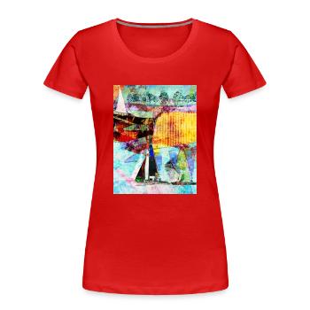 Sommer am See - Frauen Premium Bio T-Shirt - Rot - Vorne - Mia (176cm)
