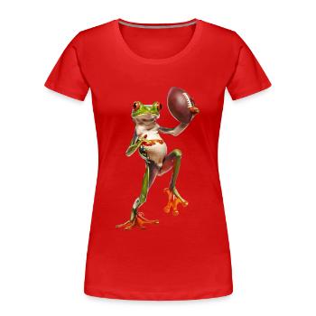 Laubfrosch Fußball - Frauen Premium Bio T-Shirt - Rot - Vorne - Mia (176cm)