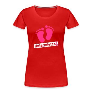 Schwanger Untermieter - Frauen Premium Bio T-Shirt - Rot - Vorne - Mia (176cm)