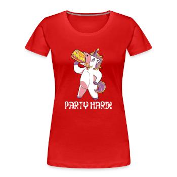 Drinking unicorn gift birthday christmas - Women's Premium Organic T-Shirt - red - Front - Mia (176cm)