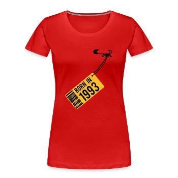 Birthday - Born in 1993 - Women's Premium Organic T-Shirt - red - Front - Mia (176cm)