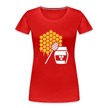 Honig - Frauen Premium Bio T-Shirt - Rot - Vorne - Mia (176cm)