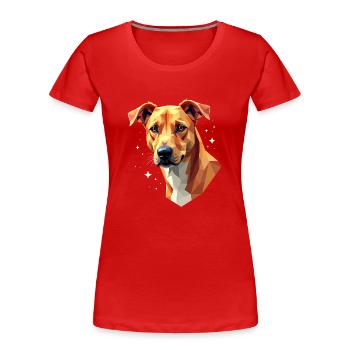 Geometrischer Hund - Kunstwerk - Frauen Premium Bio T-Shirt - Rot - Vorne - Mia (176cm)