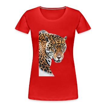 Jaguar - Frauen Premium Bio T-Shirt - Rot - Vorne - Mia (176cm)