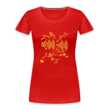 music distortion v2 - distorsion, ondes sonores (© - T-shirt bio Premium Femme - rouge - Devant - Mia (176cm)
