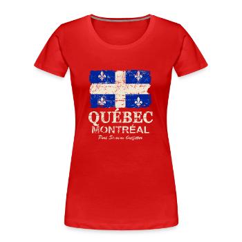 Québec Flag - Canada - Vintage Look - Frauen Premium Bio T-Shirt - Rot - Vorne - Mia (176cm)