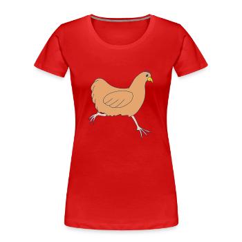Laufendes Huhn - Frauen Premium Bio T-Shirt - Rot - Vorne - Mia (176cm)