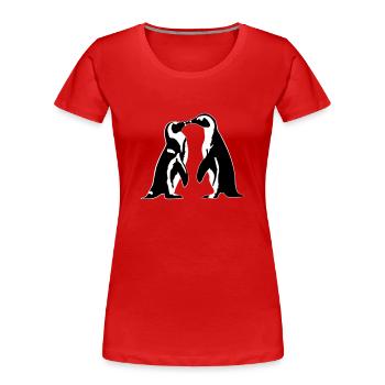 Verliebte Pinguine - Frauen Premium Bio T-Shirt - Rot - Vorne - Mia (176cm)