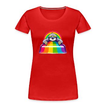 Aire de jeux arc-en-ciel de paresse de la fierté LGBTQ - T-shirt bio Premium Femme - rouge - Devant - Mia (176cm)
