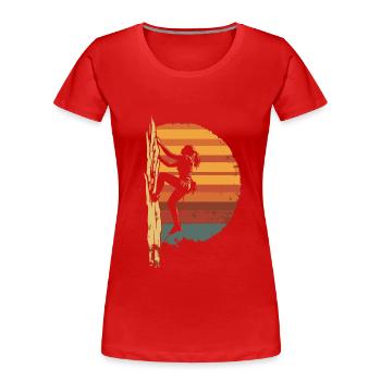 Kletterin Freeclimbing vintage Silhouette - Frauen Premium Bio T-Shirt - Rot - Vorne - Mia (176cm)